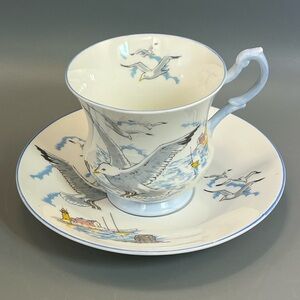 Rosina Centenary Dear Queens Fine Bone China Tea Cup & Saucer Seagull Design